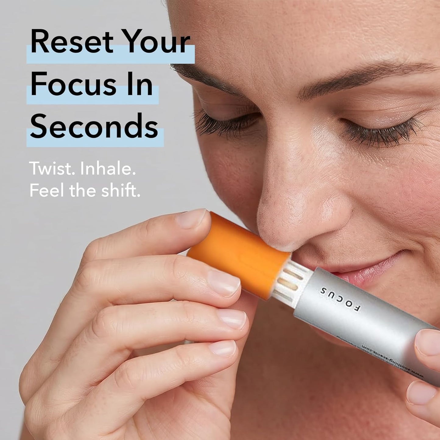 Focus Aromatic Inhaler for Energy & Concentration – Drug-Free Essential Oil Nasal Stick, Natural Vapor Inhalation for Study, Work, & Mental Clarity, 2.25 Milliliters