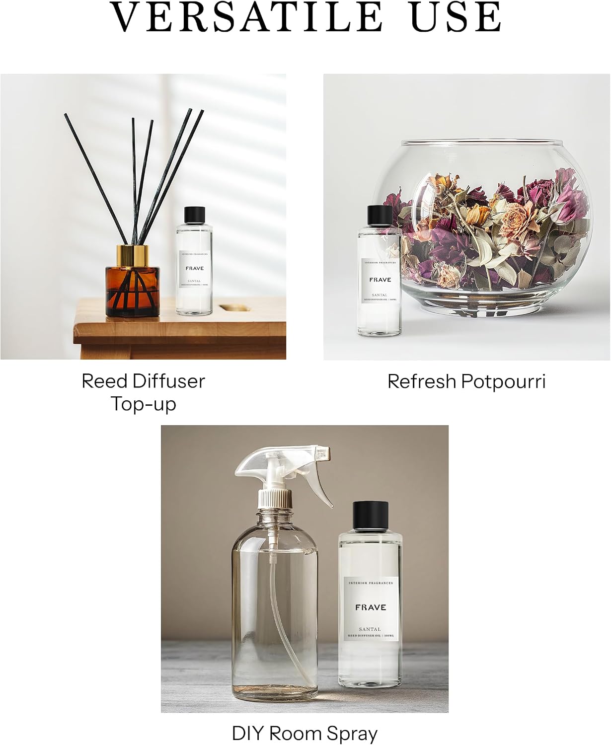 Santal Reed Diffuser Oil Refill 100ml, 3.38 oz, Luxury Home Fragrance with Warm Musk & Wood Notes, Long Lasting Aroma Inspired by 1 Hotels Miami, for Bedroom & Bathroom