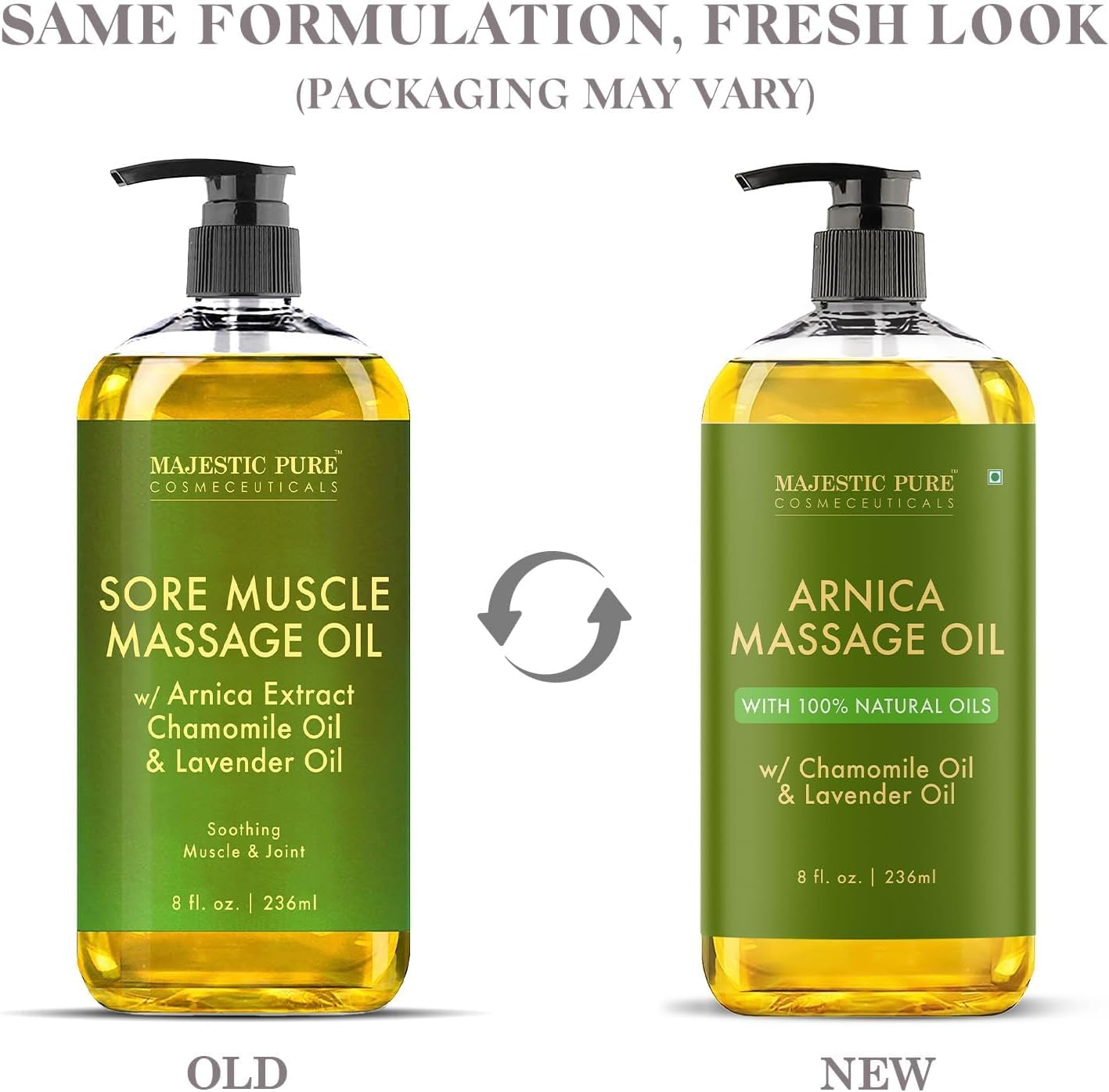 MAJESTIC PURE Arnica Sore Muscle Massage Oil for Massage Therapy - Refreshing and Relaxing - Natural Oils with Lavender & Chamomile Essential Oils - All Skin Types - Men & Women Massage Lotion-8 fl oz