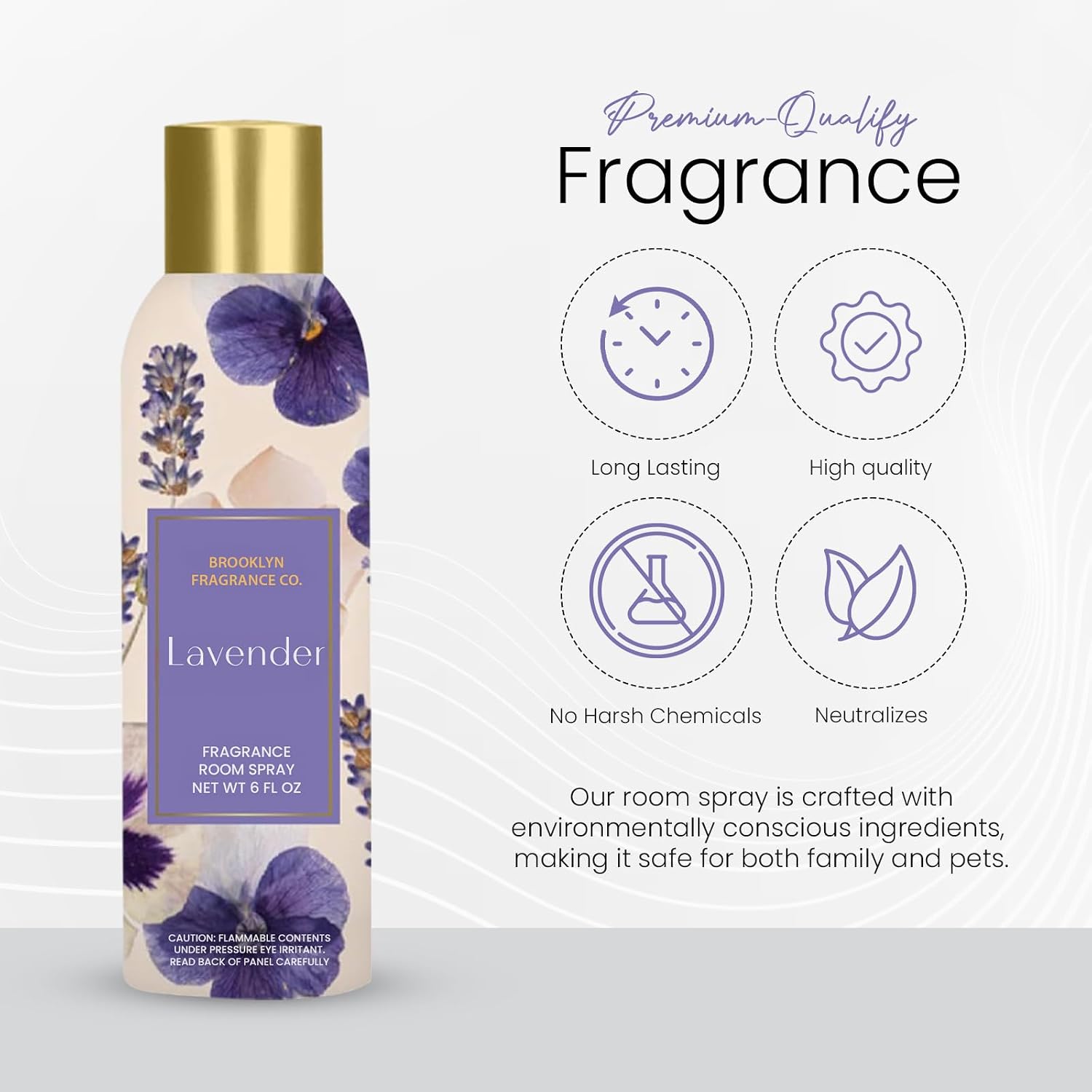 Brooklyn Fragrance Co. Spring Floral Room Spray – Premium Lavender Air Freshener -Long lasting home Fragrance Spray for Bathroom, office & small spaces- 6 Fl oz.