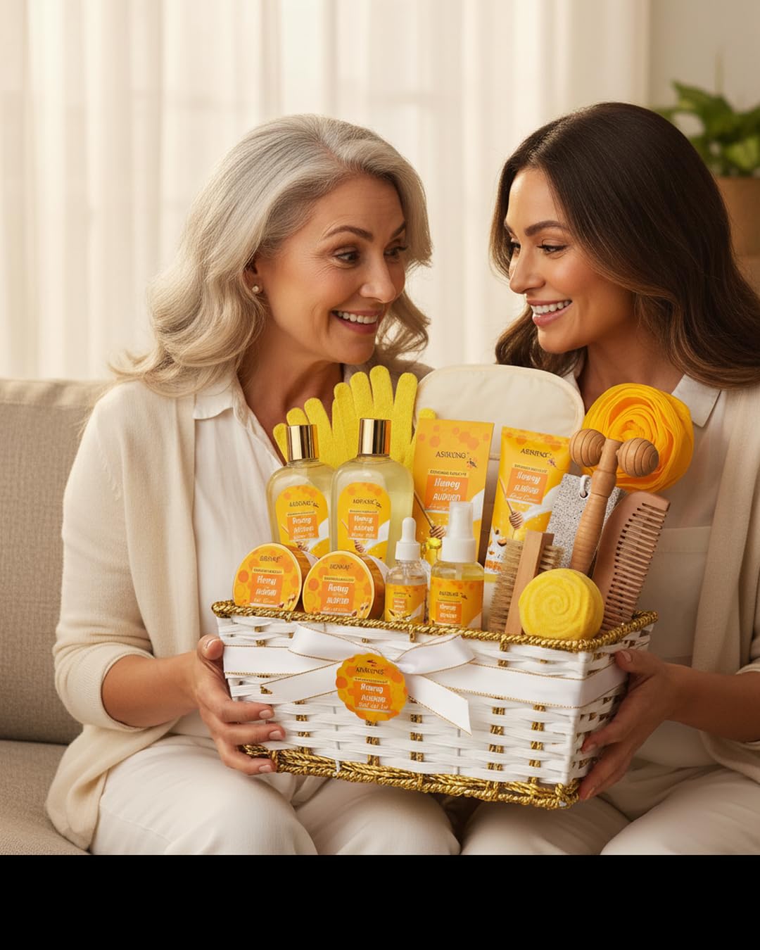17-Piece Mothers Day Gifts for Women & Men, Almond Luxury Spa Gift Set Bath and Body Gift Basket Set Care Kit Face Skin Care Set, Bath & Body Care Set, Christmas, Valentines, Birthday, Anniversary