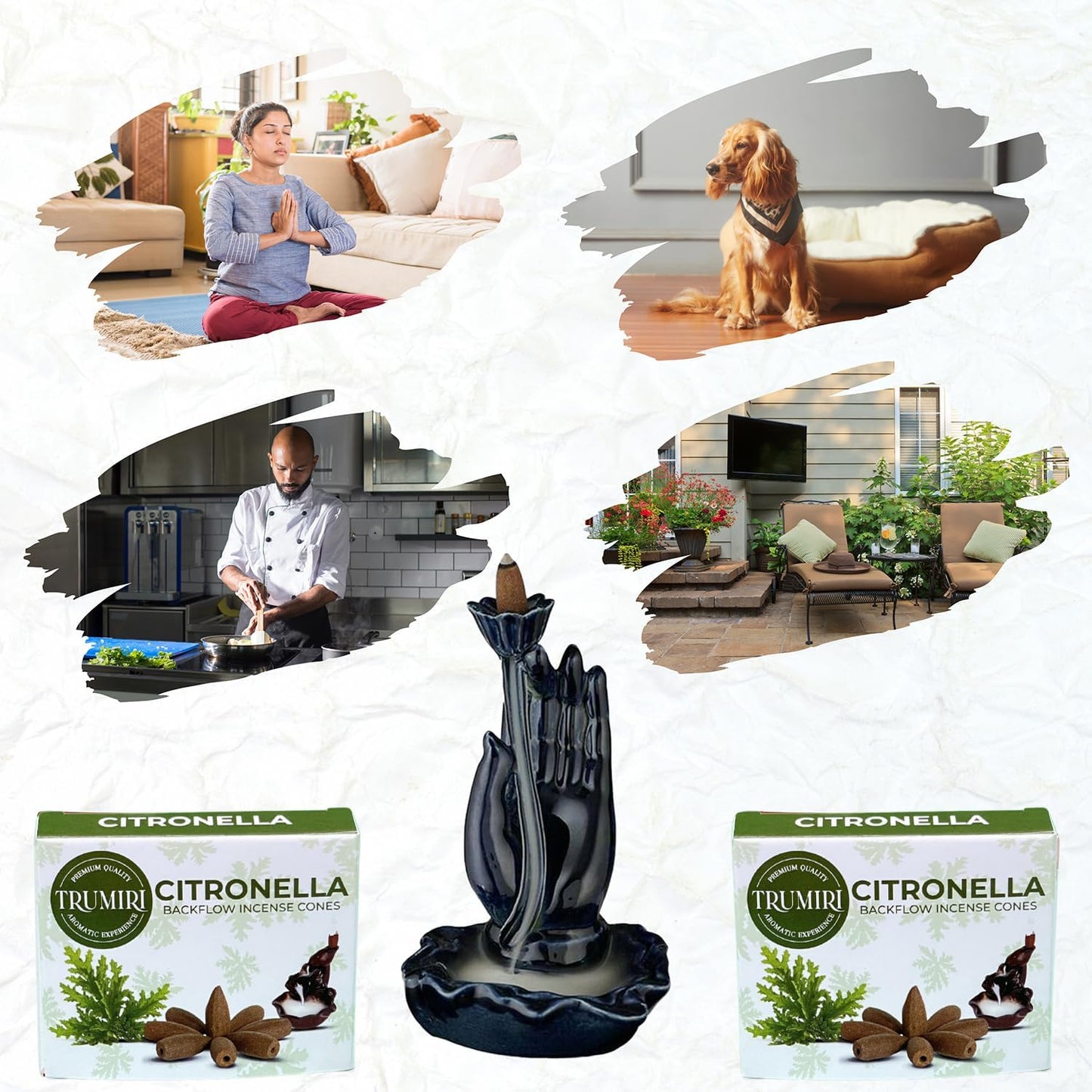 Citronella Backflow Incense Cones - 60 TotalIncense Waterfall Cones - 6 Packs (10 Each)