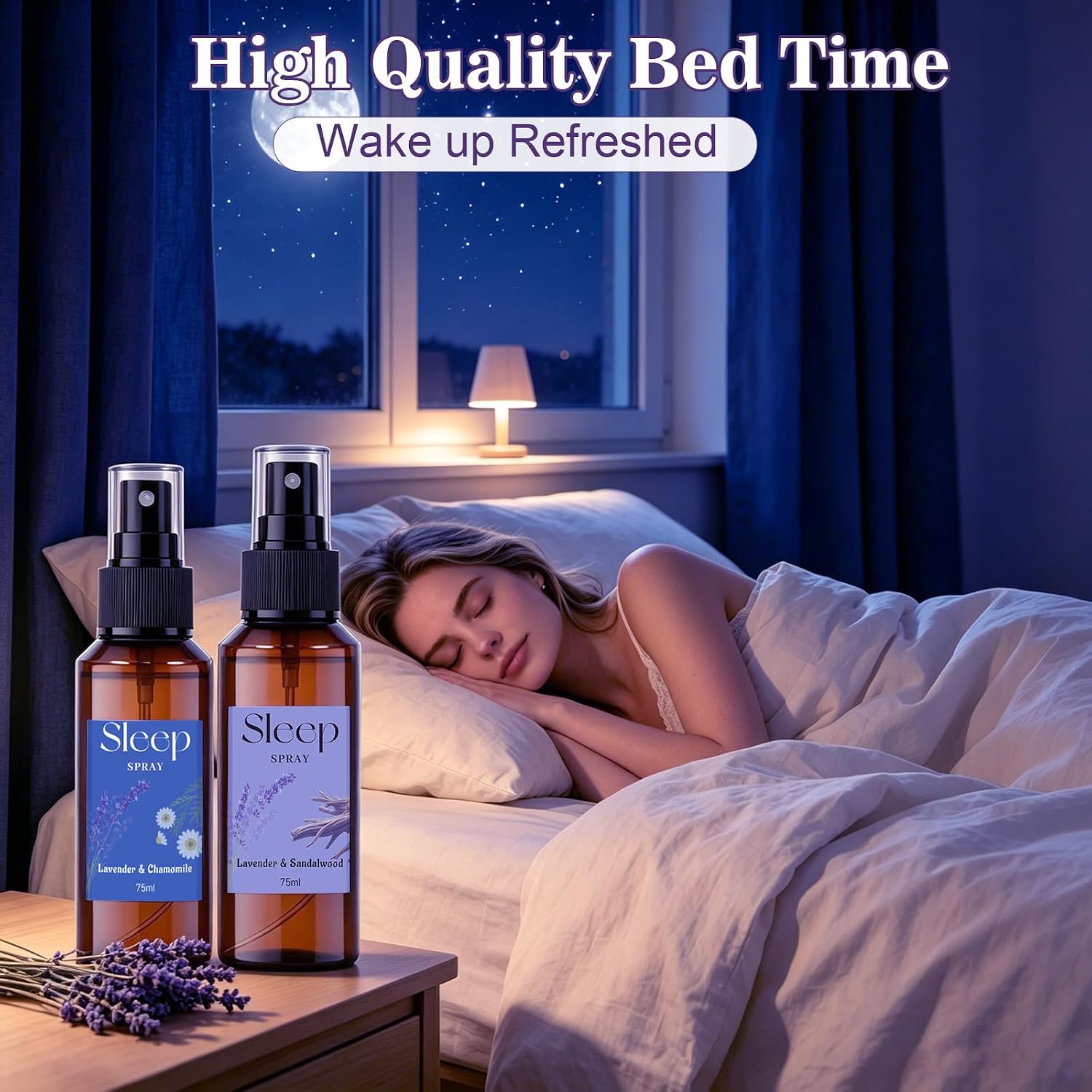STRN Room Spray with Lavender Essential Oil for Sleep, Sleep Spray, Pillow Spray, 2 Scents - Lavender & Chamomile, Sandalwood, Sweet Dream Fragrance Mist, 75 ML x 2 Bottles