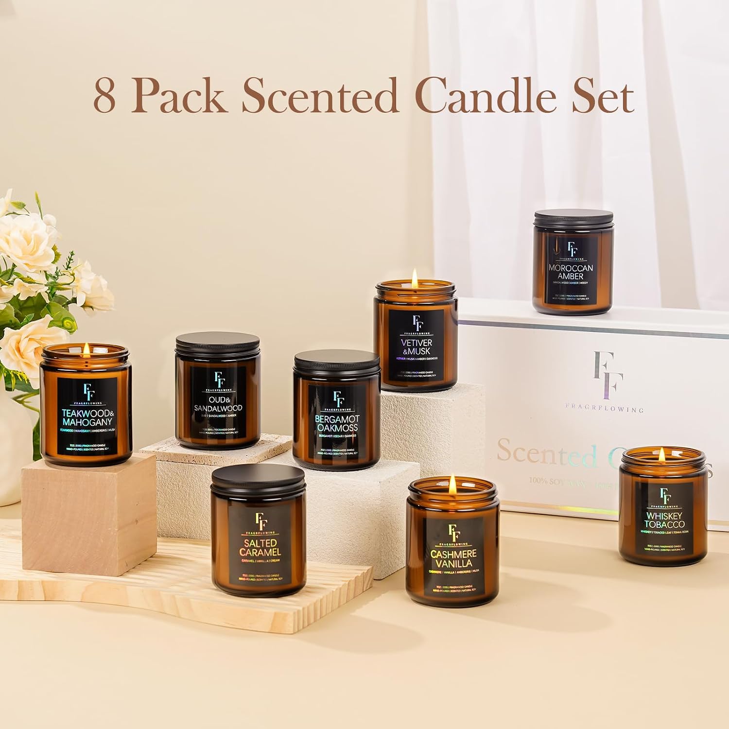 Cashmere Vanilla Scented Candle for Home Soy Wax Candle, Aromatherapy Candle Gift for Women Men, 7oz