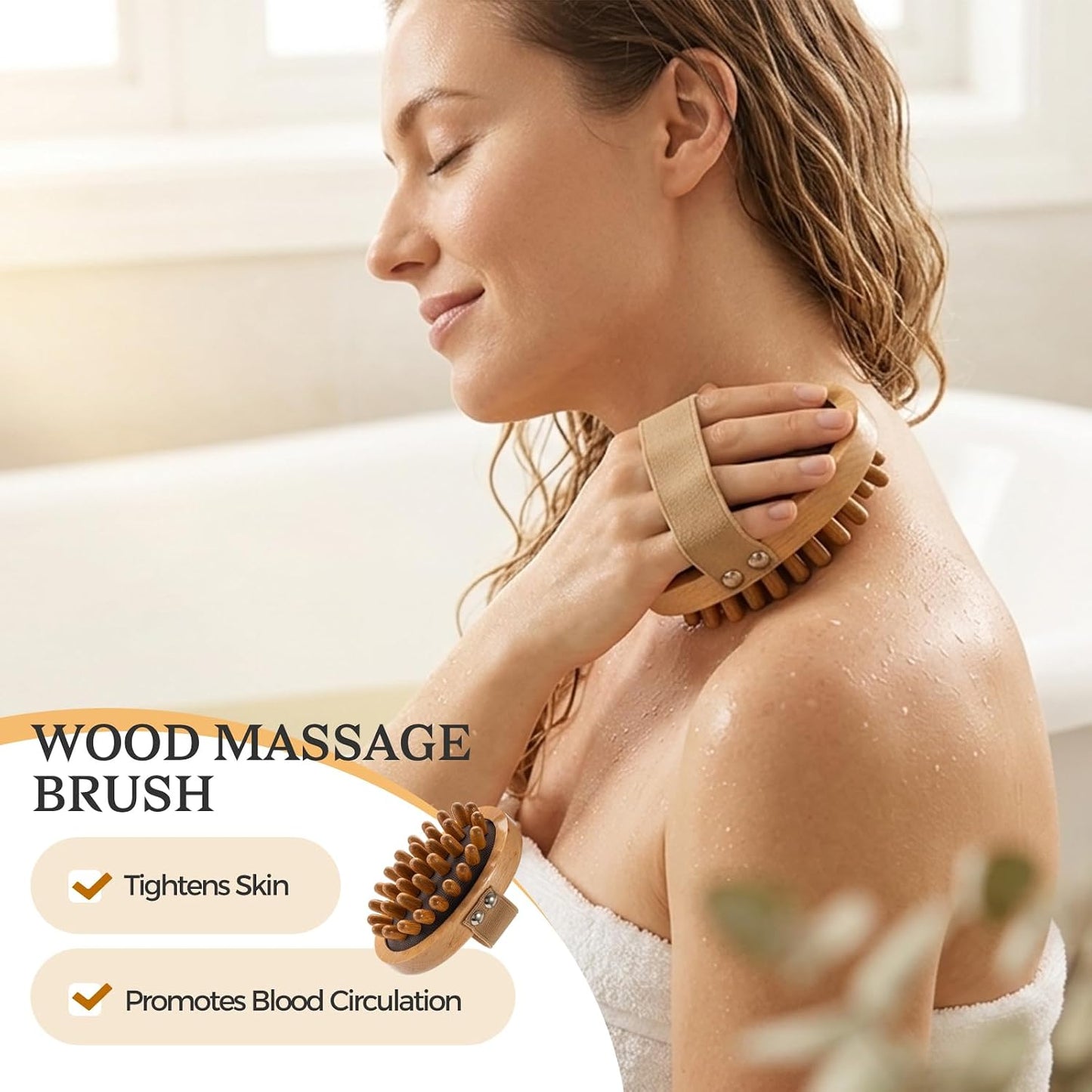 4 Packs Dry Brushing Body Brush Set for Lymphatic Drainage and Cellulite Massager, Long Handle Dry Brush for Body, Natural Boar Bristle Dry Body Brush Exfoliator