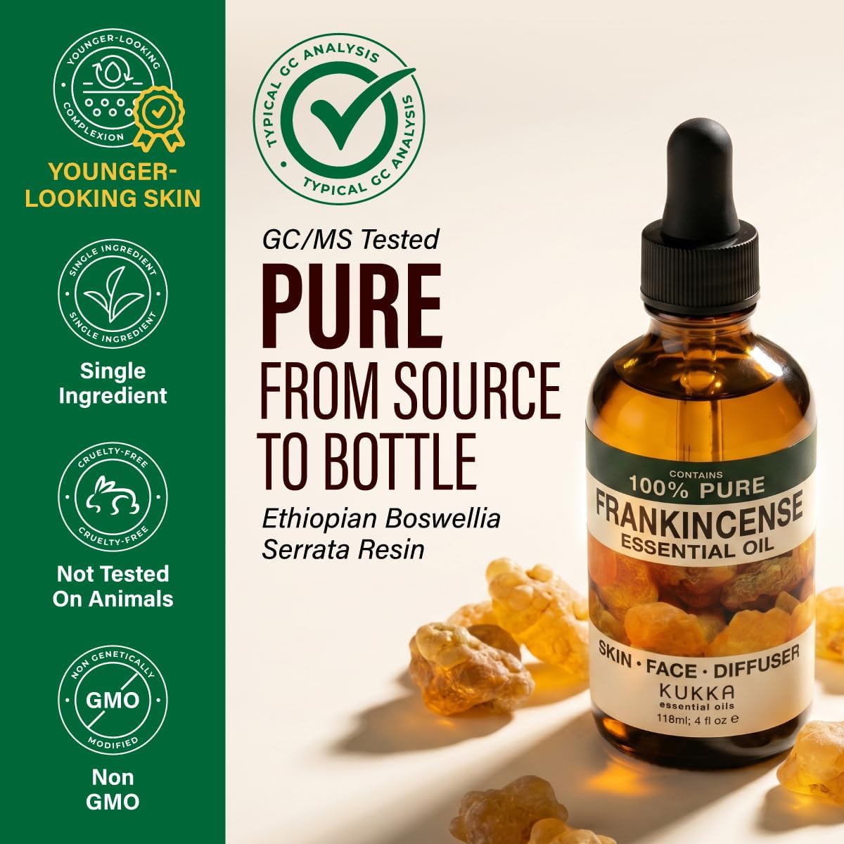 Kukka Frankincense (4 fl oz) & Cedarwood Essential Oil (4 fl oz) Set - Grounding Aromatherapy Blend for Diffusion & DIY (Dilute Before Topical Use)
