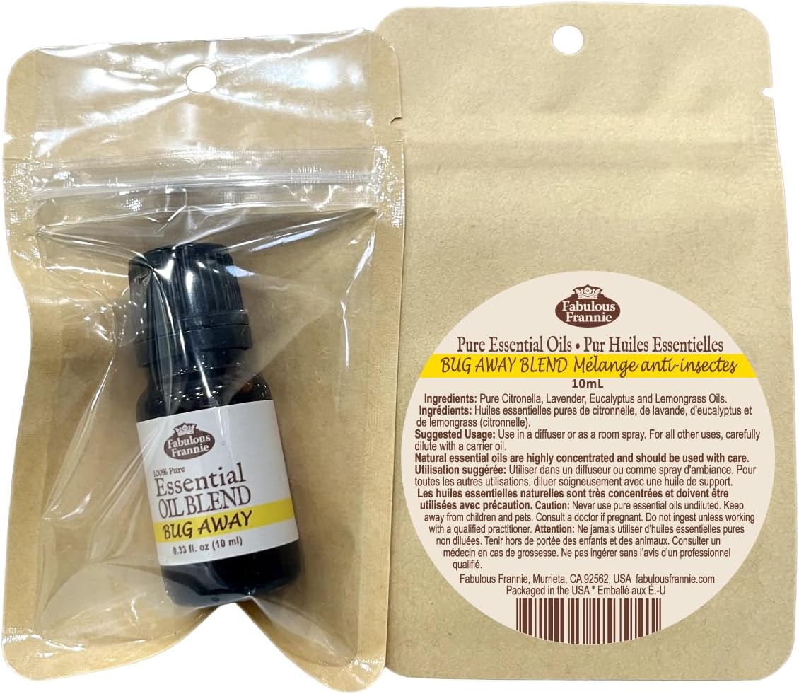 Fabulous Frannie Bug Away 100% Pure, Undiluted Essential Oil Blend of Citronella, Lavender, Eucalyptus & Lemongrass 10ml (Pack of 1)