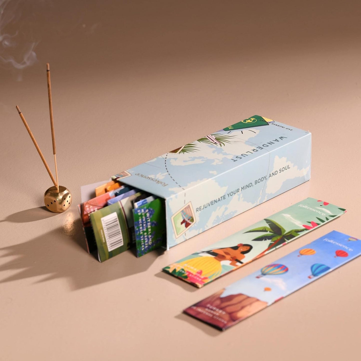 Folkulture Incense Sticks (240 Sticks) | Set of 12 Premium Incense Sticks Variety Pack Aromatherapy Gifts | No Charcoal, Organic, Non Toxic, 45 Mins, Long Burning Vanilla, Caramel, Rose Insence-Sticks