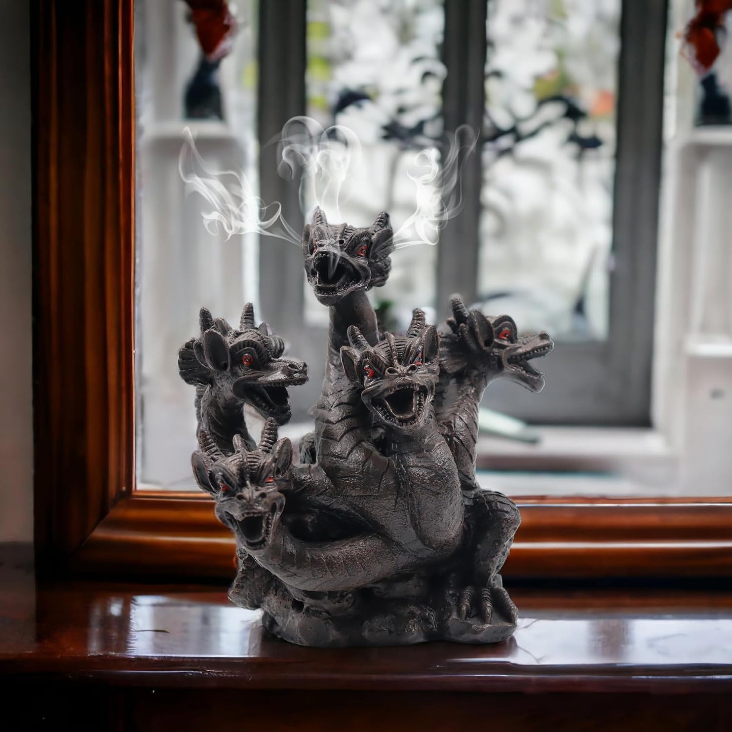 Hosley Resin Dragon Décor Statue Incense Cone Burner 8.5 Inch High, Ideal for Aromatherapy and Fantasy Décor Discover Mystical Elegance, Home Décor, Office, Spa