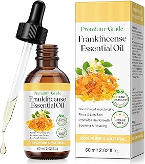 Frankincense Essential Oil 2.02 Fl oz - 100% Pure & Natural Premium Frankincense Oil for Face, Skin Care, Hair, Body Massage, Diffusers, Aromatherapy, Meditation, Moisturize, Tighten Skin