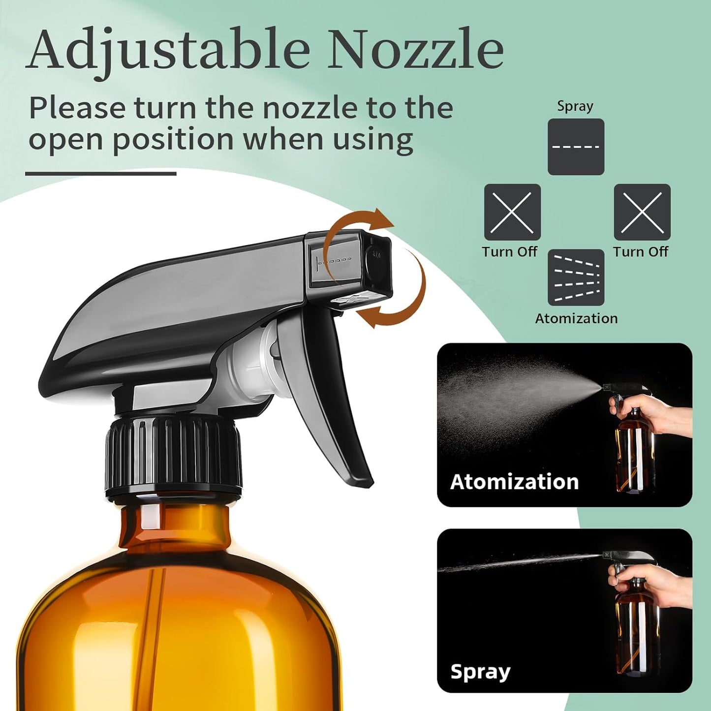 GIVAMEIHF 8oz Amber Glass Spray Bottles,3 Pack Glass Spray Bottles Refillable Empty Bottle with Adjustable Nozzle,Spray Bottle for Essential Oils,Cleaning Solutions,Pets,Hair Mister,Gardening