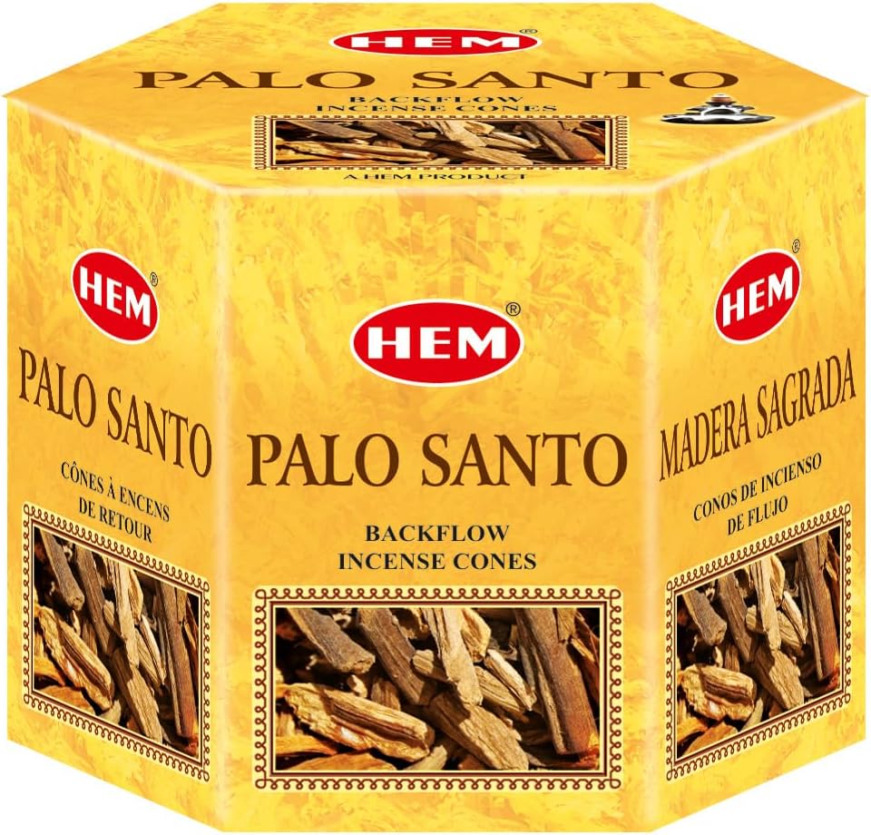 HEM Palo Santo Backflow Incense Cones – 20 Aromatherapy Cones | Long Lasting 40 Min Burn(Single Cone) | for Spa, Yoga, Reiki, Meditation, Healing, Relaxation & Home Fragrance