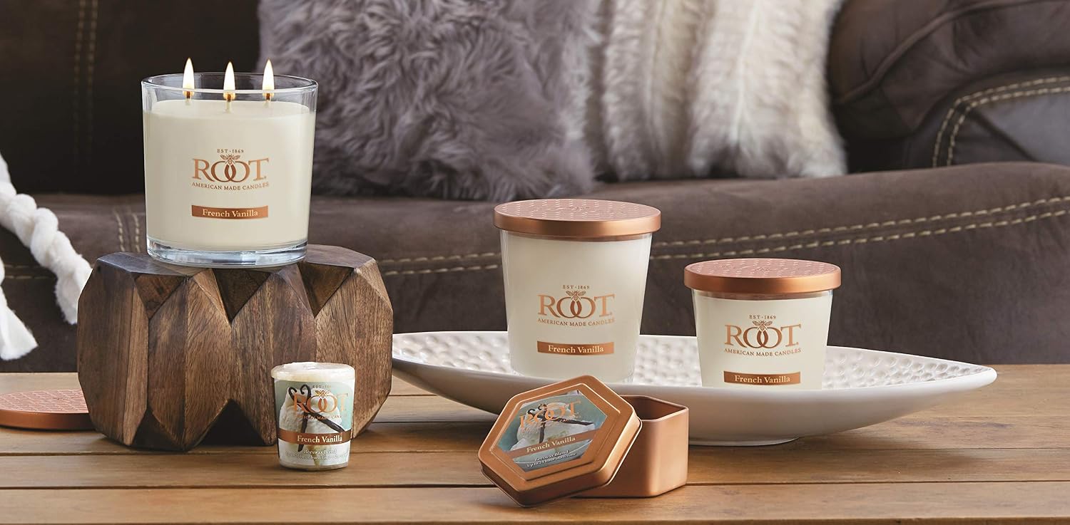 Root Candles Scented Candles Honeycomb Veriglass Premium Handcrafted Beeswax Blend Candle, Large, French Vanilla