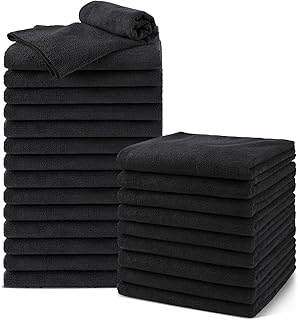 UNIMADE Salon Towels 24 Pack, Microfiber Barber Towels Bulk, (16x29 inches) Hair-Drying Cloth Super Soft Black Hand Cloth for Gym, Bath, Spa Use and Home Beauty Care(Not Bleach Proof)