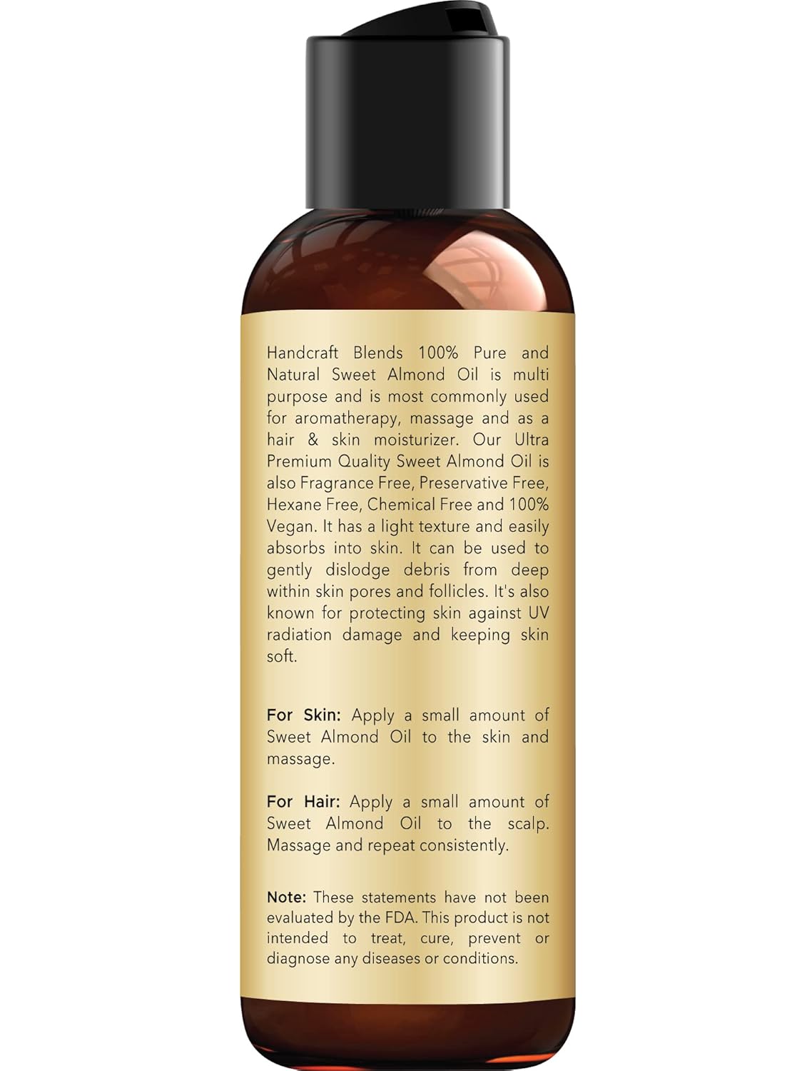 Handcraft Blends Sweet Almond Oil - 4 Fl Oz - 100% Pure and Natural - Premium Grade Carrier Oil for Skin and Hair - Hair and Body - Massage - Hexane-Free