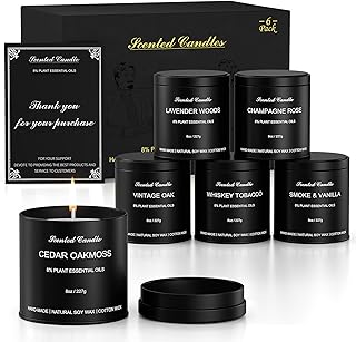 Men’s Scented Candles Set – Soy Wax Aromatherapy Candles for Men, Masculine Scented Candles with Essential Oils, Long Lasting Strong Scent, Luxury Gift Candles for Men,Dad,Him (48oz)