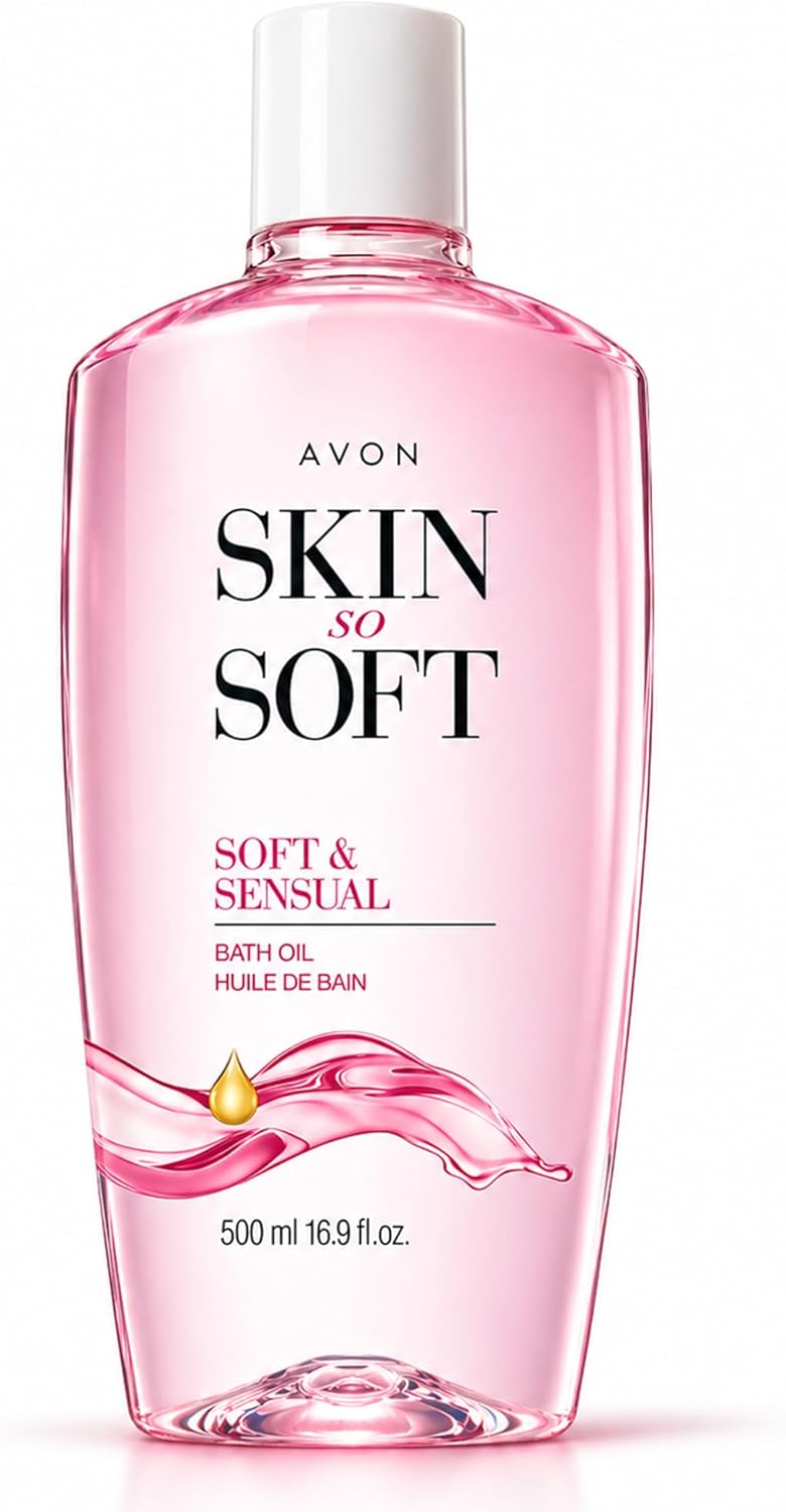 AVON Skin So Soft Soft & Sensual Bath Oil with Argan— Moisturizing Shower Oil for Dry Skin — Hydrating in & After-Shower Care for Women & Men —Non Greasy, Scented Bath and Body Essential, 16.9 fl oz