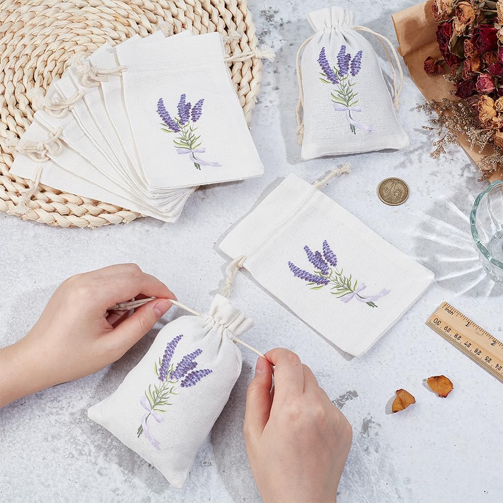 BENECREAT 16Pcs Lavender Bags, Sachet Empty Bags with Drawstring Cotton Pouch for Filling Spice Jewellery Wedding, 5.9x3.9 Inch