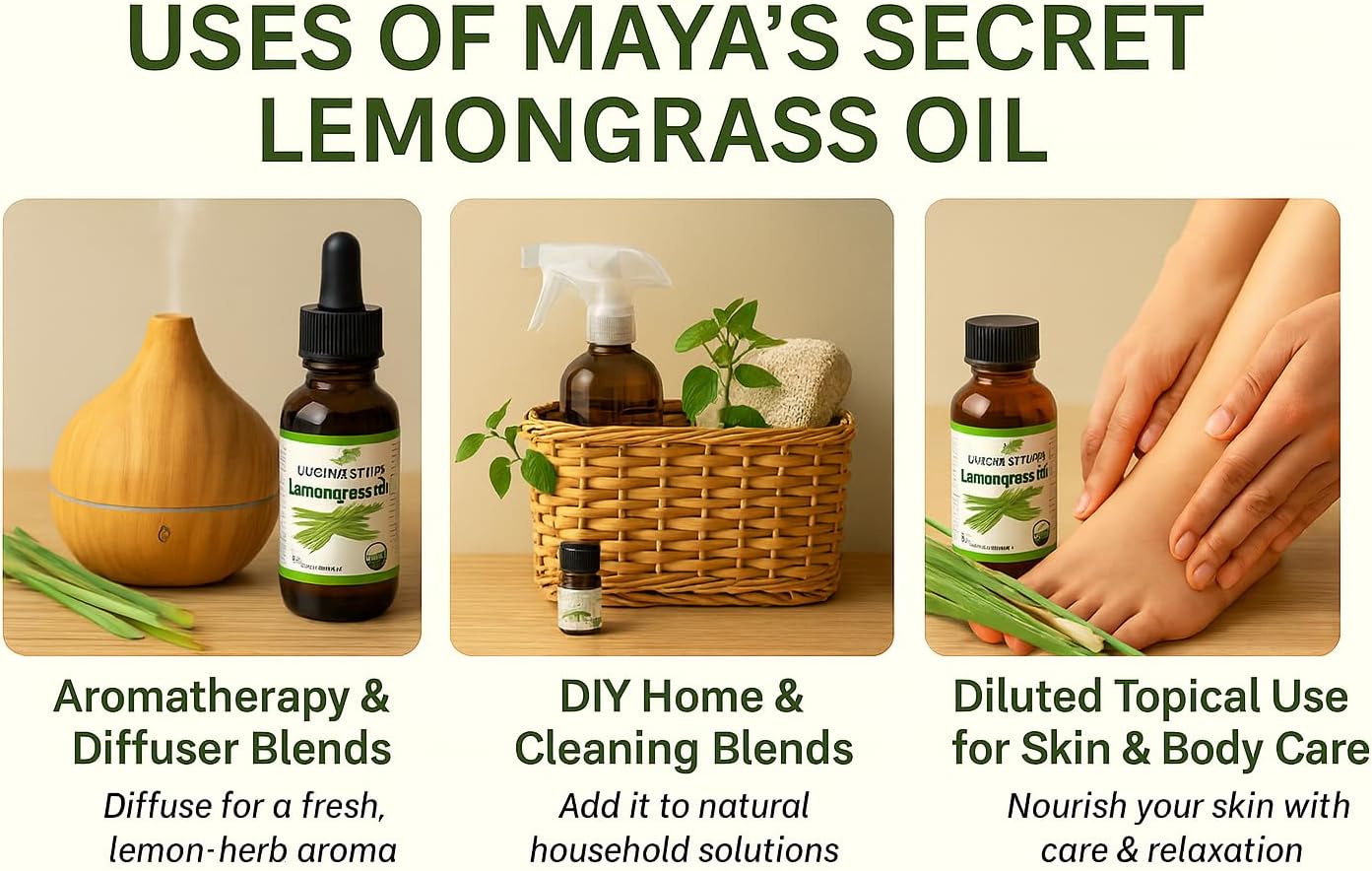 USDA Certified Organic Lemongrass Essential Oil (100% Pure & Natural - UNDILUTED) 1oz Amber Glass Bottle