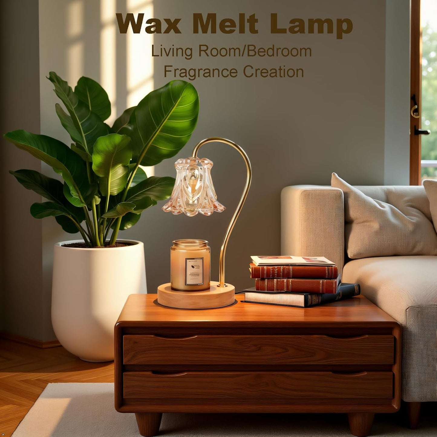 COCOBELA Candle Warmer Lamp with Timer with 2 Bulbs Light Dimmable Electric Candle Melt Lamp Flower Shape for Small & Large Jars, Elegant Home Decor Housewarming Birthday Xmas Gifts