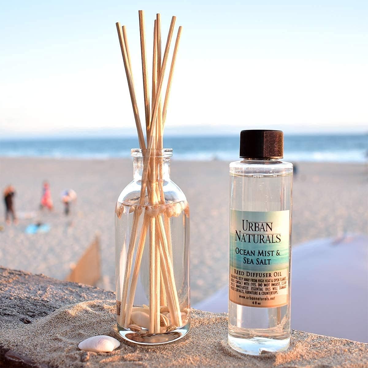 Urban Naturals Ocean Mist & Sea Salt Scented Oil Reed Diffuser Refill | Includes a Free Set of Reed Sticks! 4 oz.