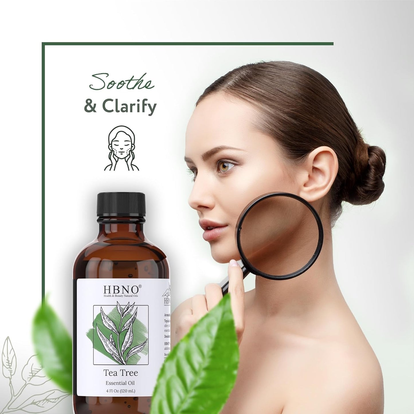 HBNO Tea Tree Oil for Skin 4oz (120 ml) - Bring Refreshing Aroma of Tea Trea Essential Oil - Perfect for Skin Therapy