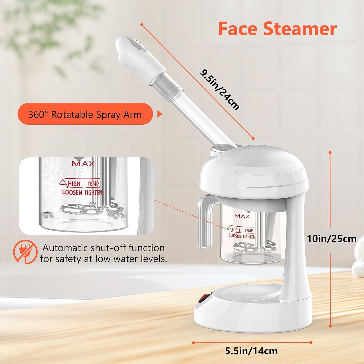 Facial Steamer - TASALON Ozone Face Steamer for Facial, Portable Facial Steamer with Removable Water Tank, Nano Ionic Facial Steamer for Home Salon Spa or Personal Care, White
