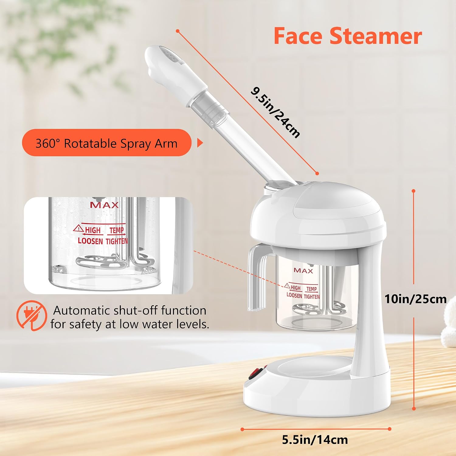 Facial Steamer - TASALON Ozone Face Steamer for Facial, Portable Facial Steamer with Removable Water Tank, Nano Ionic Facial Steamer for Home Salon Spa or Personal Care, White