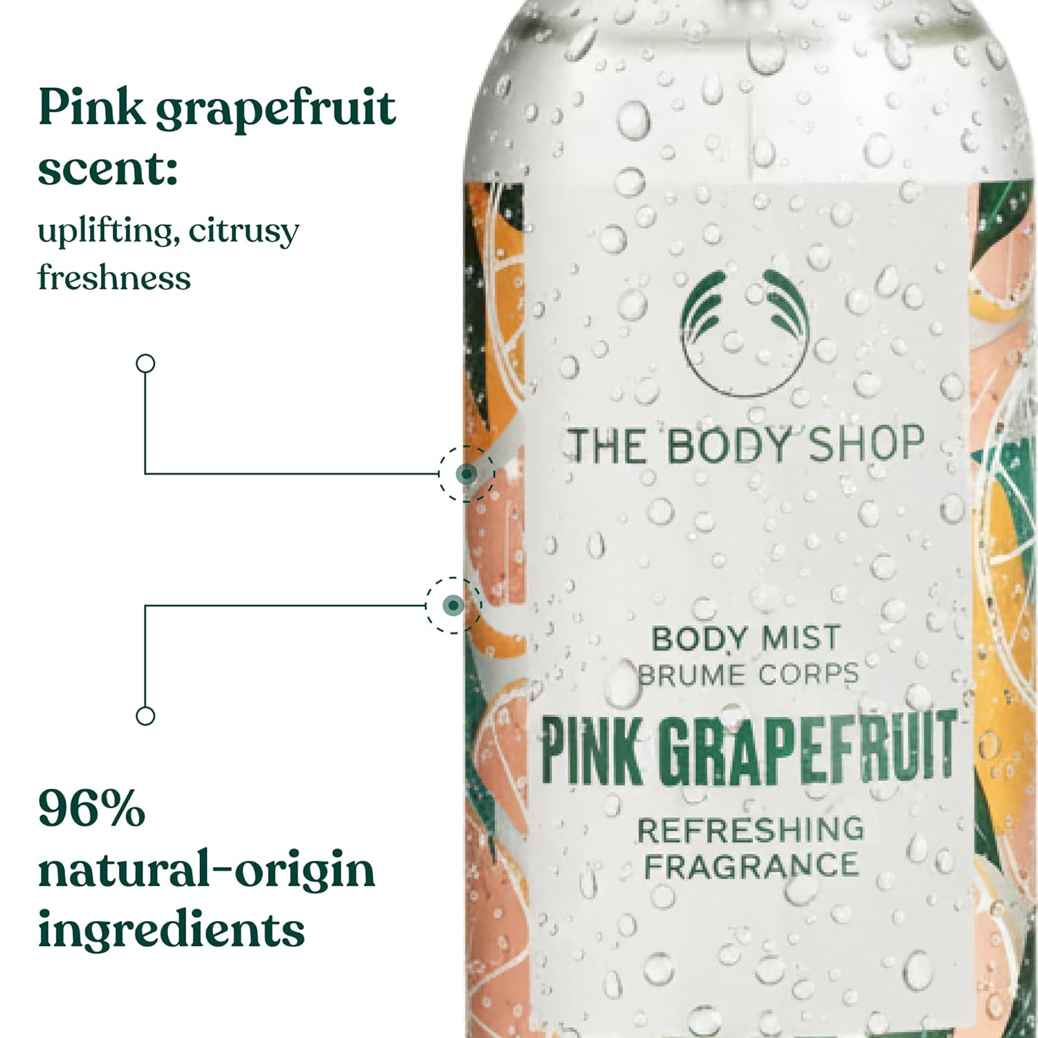 The Body Shop Pink Grapefruit Body Mist, Paraben-Free Body Spray, 3.3 Fl. Oz.