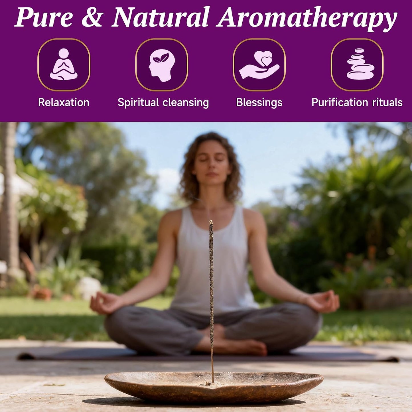 Lavender Incense Sticks Natural - 16 Sticks Handcrafted Lavender Sticks for Relaxation, Meditation, Yoga, Spiritual Purification & Home Ambiance | inciensos aromaticos para la casa