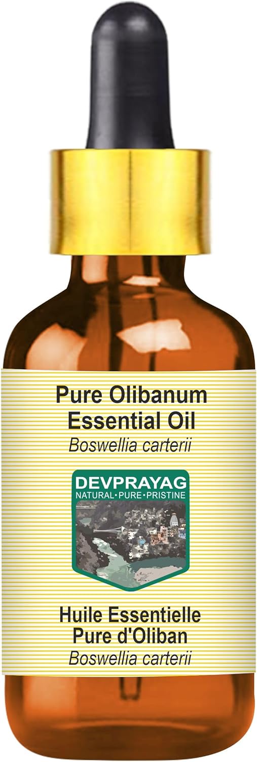 Pure Olibanum Essential Oil (Boswellia carterii) with Glass Dropper Steam Distilled 30ml (1 oz)