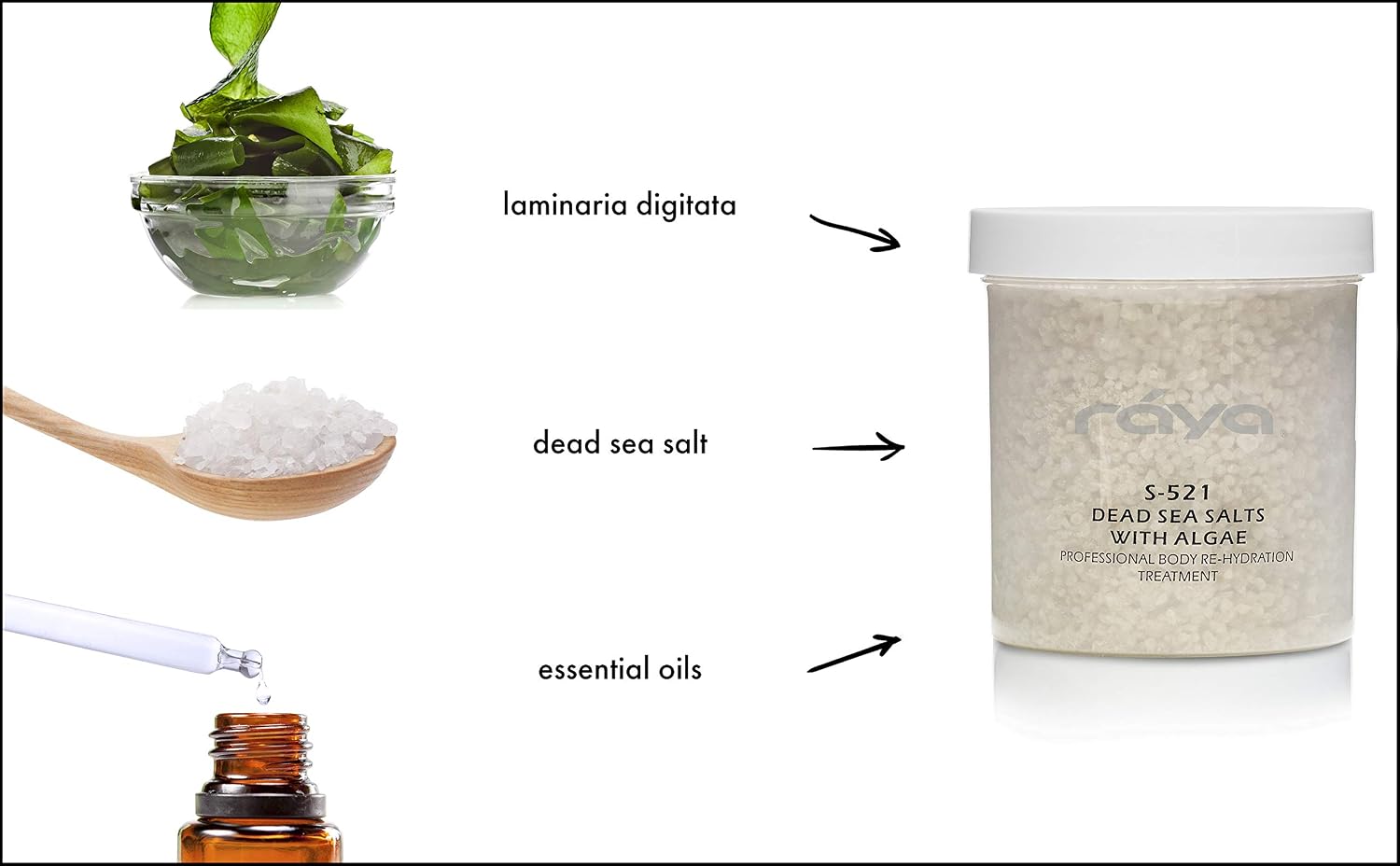 RAYA Dead Sea Salts with Algae (S-521) | Relaxing, Calming, and Hydrating Bath Treatment | Made with Minerals, Seaweed, and Algae