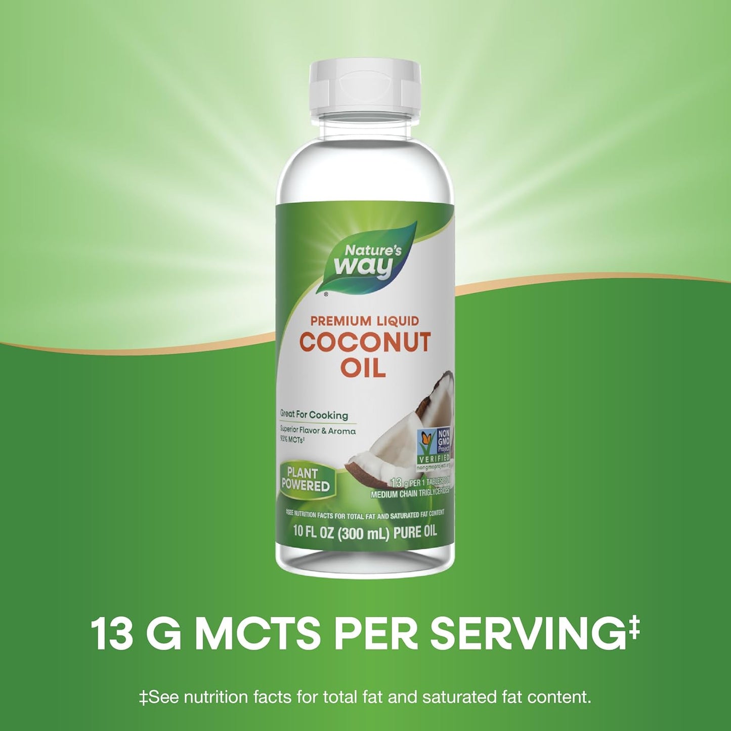 Nature's Way Liquid Coconut Oil, Oil for Cooking, Superior Flavor and Aroma, Hexane Free, Stays Liquid, Non-GMO Project Verified, 10 Fl Oz (Packaging May Vary)