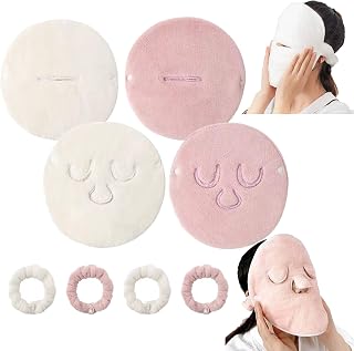 4 Pack Reusable Face Towel Mask Cold Hot Compress Facial Steamer Towel Moisturizing Beauty Skin Care Spa Towels for Facial Steamer Mask for Women Girls