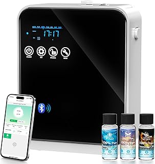 Waterless Essential Oil Diffuser,Home Hotel Aromatherapy Scent Diffuser,Whole House Oil Diffuser with APP Control & Touch Screen,1500 sq.ft Coverage,Adjustable Level & Auto Timer,Quiet,Father's Day