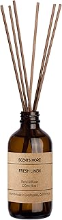 Reed Diffuser Set | Fresh Linen Scented Reed Diffuser Sticks | 4oz Enhanced Scent Diffuser Fragrance Oil for Bedroom Bathroom Home Décor (Fresh Linen, 4oz Reed Diffuser Set)