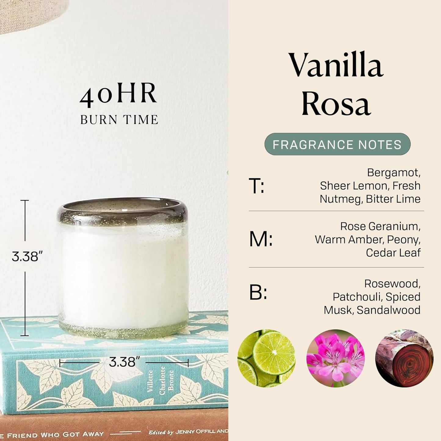Paddywax La Playa, Vanilla Rosa Scented Candle in Reusable Hand-Blown Bubble Glass, Soy Wax Candle with Approx. 40 Hour Burn Time, Decorative Gift Candle for Home, Vanilla Rosa, 9 oz