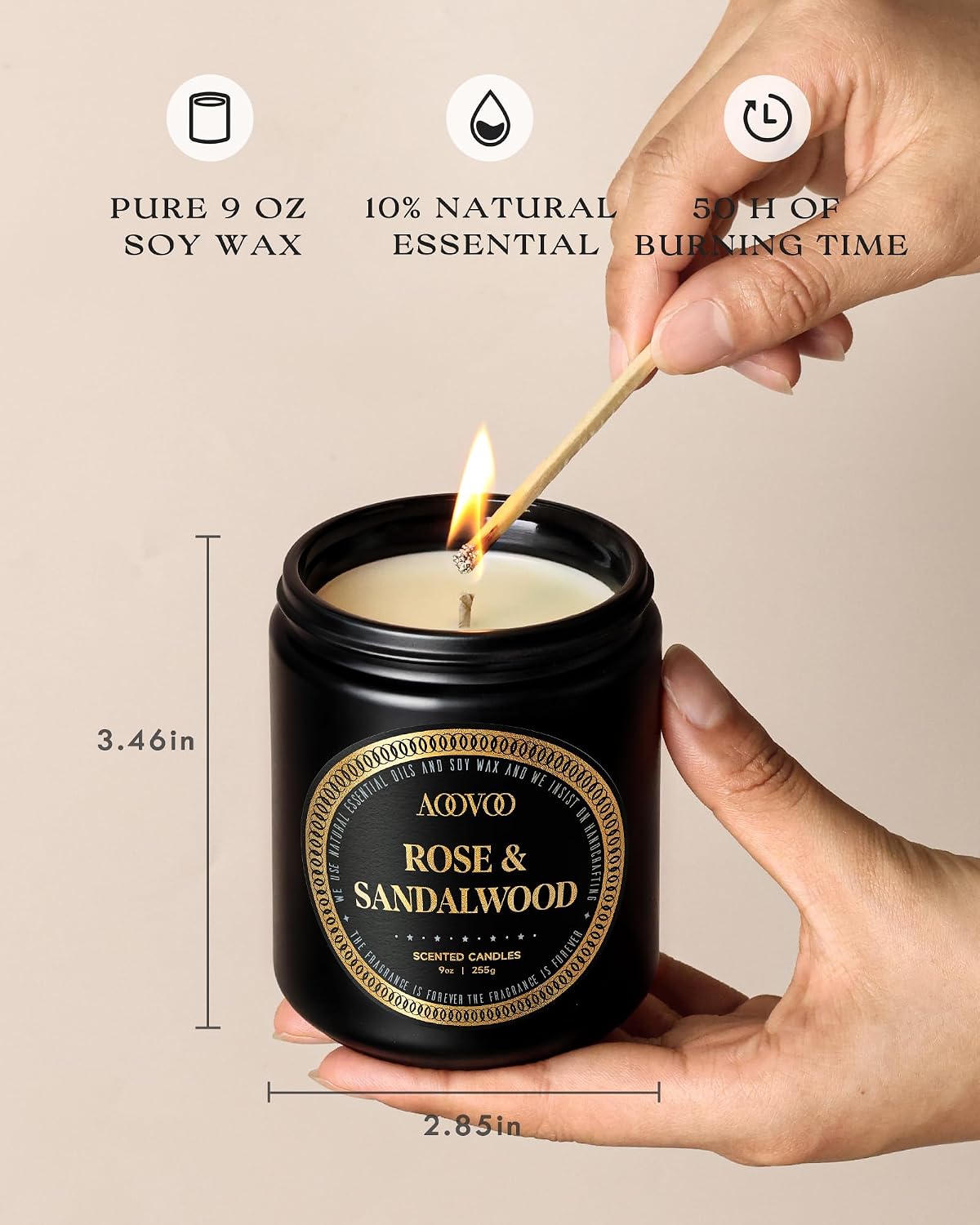 AOOVOO Scented Candles for Men - 4 Pack Candles for Home Scented, Giftable