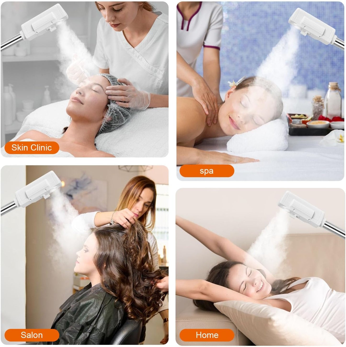Professional Facial Steamer, Face Steamer Upgrade PTC Heating, Esthetician Steamer Hot Mist Facial Steamer for Salon Spa Beauty (White)