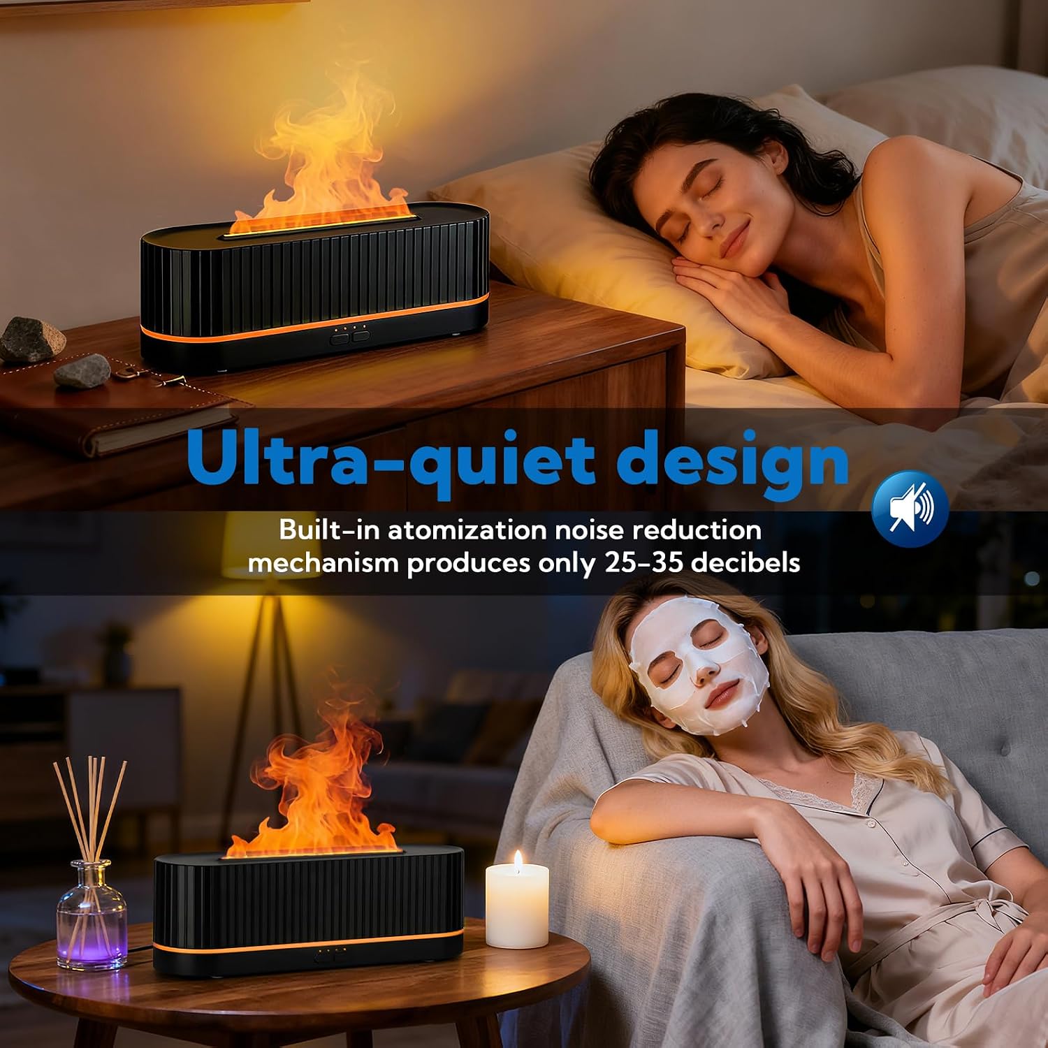 3 Pack Essential Oil Diffuser 7 Colors LED Light Flame Essential Oil Diffuser with Remote Control 260ml Ultrasonic Aroma Diffusers with Cool Mist for Home Bedroom Office Spa Yoga Room Gift,Black