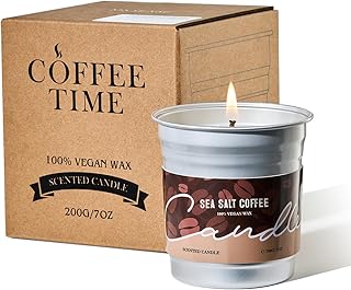 M&SENSE Iced Coffee Candle Summer Sea Salt Scented, Soy Wax 7oz | 42 Hours Long Lasting, Clean Burn, Small Jar, Stress Relief Aromatherapy, Gifts for Women Men