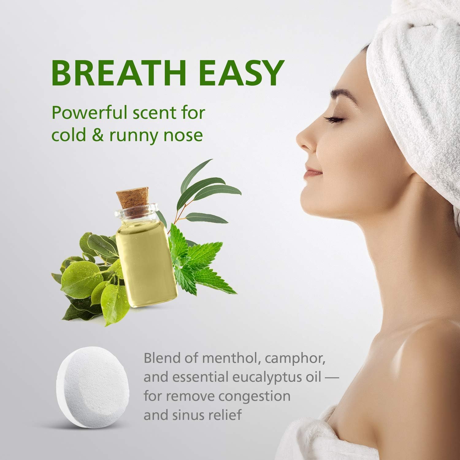 6 Organic Shower Steamers Vapor Tablets Extra Strong with Menthol Crystals, Camphor and Eucalyptus Essential Oils - Congestion and Sinus Relief for Your Own Home Spa Therapy - 2 oz/Each