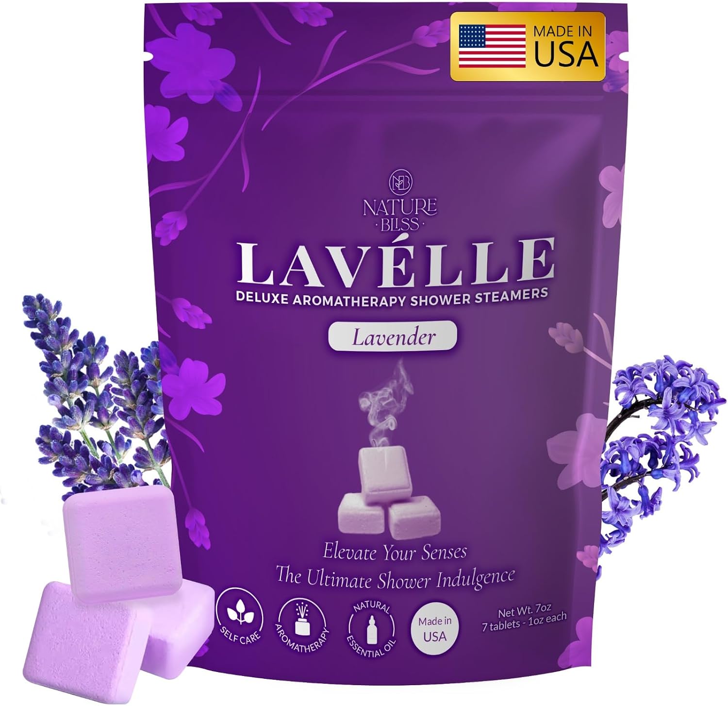 Lavender Shower Steamers - 7 Pack Lavender Shower Tablets Aromatherapy for Sinus and Tension Support - Gifts for Women & Men