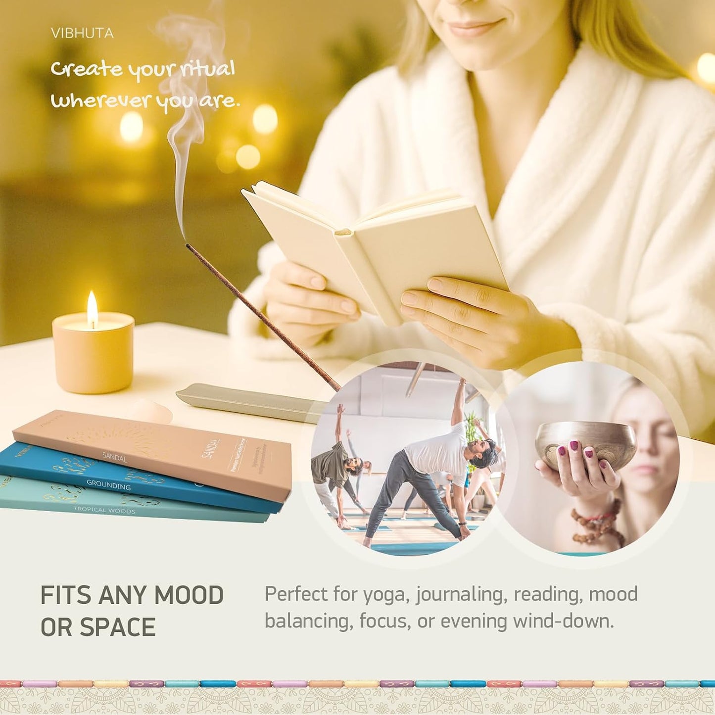 Incense Gift Set | 30 Hand-Rolled Indian Sticks | Sandalwood, Nag Champa, Spiritual & Chakra Incense for Meditation & Yoga - 3 Natural Scents (Earhty Aromas)
