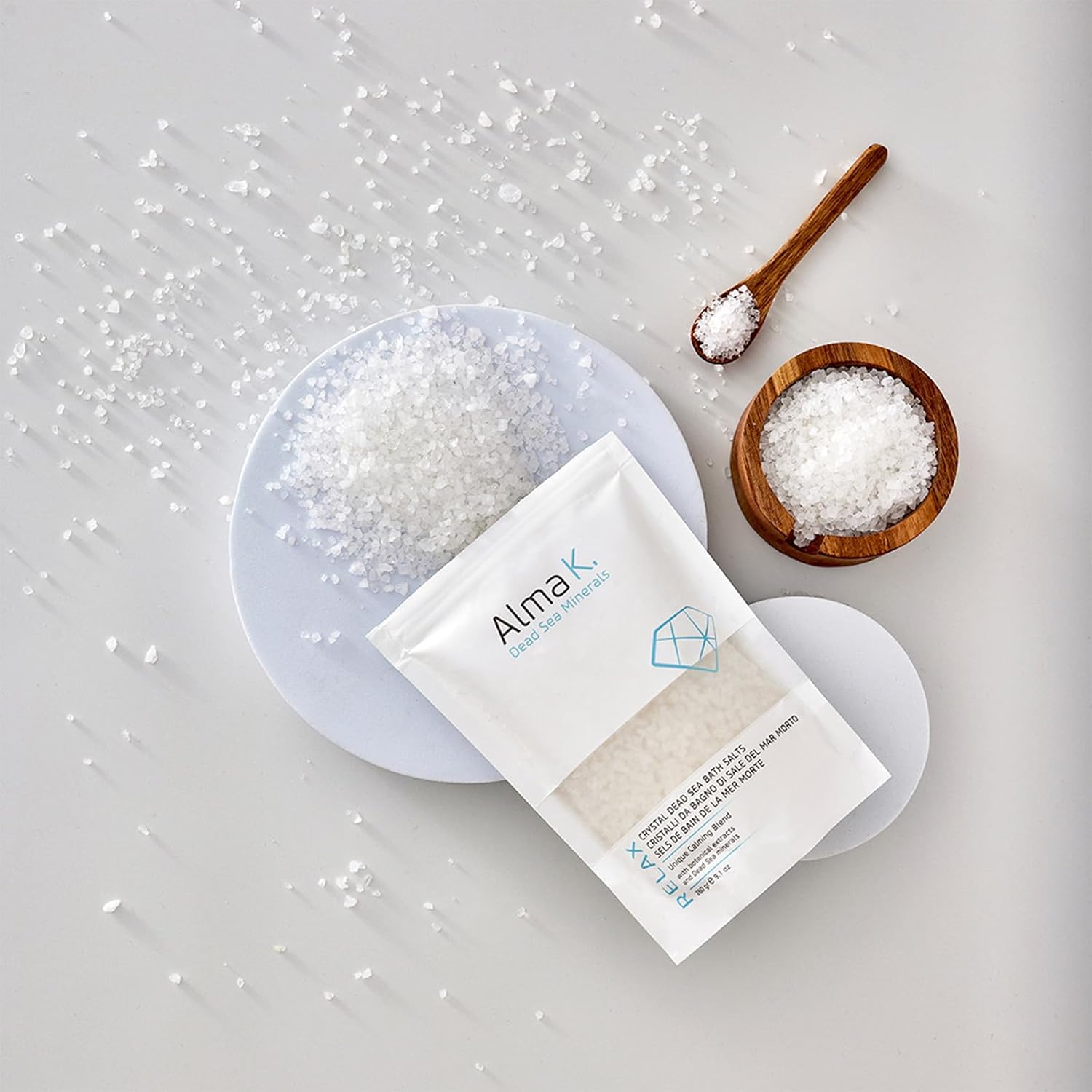 Alma K Crystal Dead Sea Bath Salts - Gently Exfoliates and Hydrates - White Tea and Neroli Scent - for Bath Soak and Relaxing Foot Bath Salt - 9.1 oz