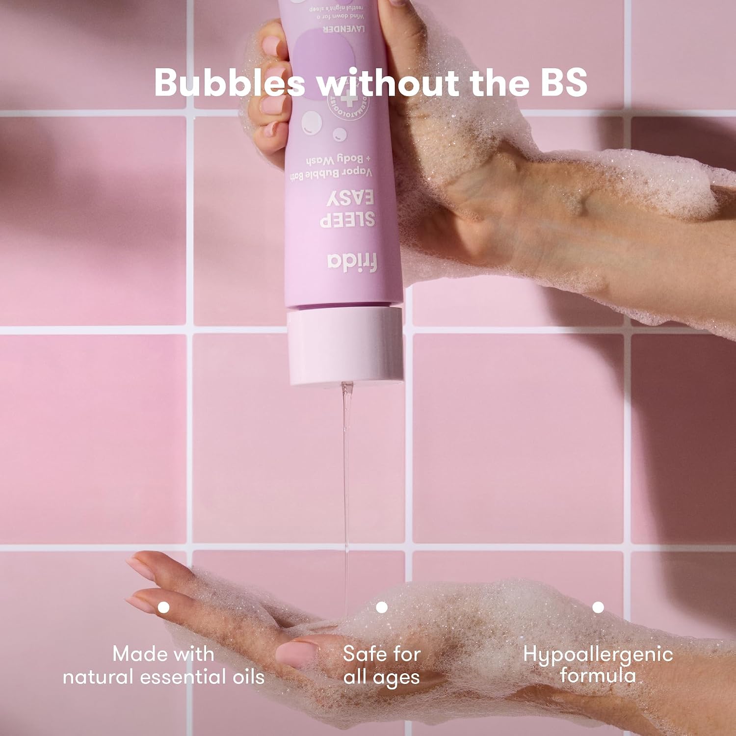 Frida Baby Lavender Baby & Kids Bubble Bath + Body Wash, Sleep & Calming Toddler & Baby Body Wash, Dermatologist Tested, Tear-Free, Hypoallergenic, Safe for Skin, Super Sudsy, 10oz