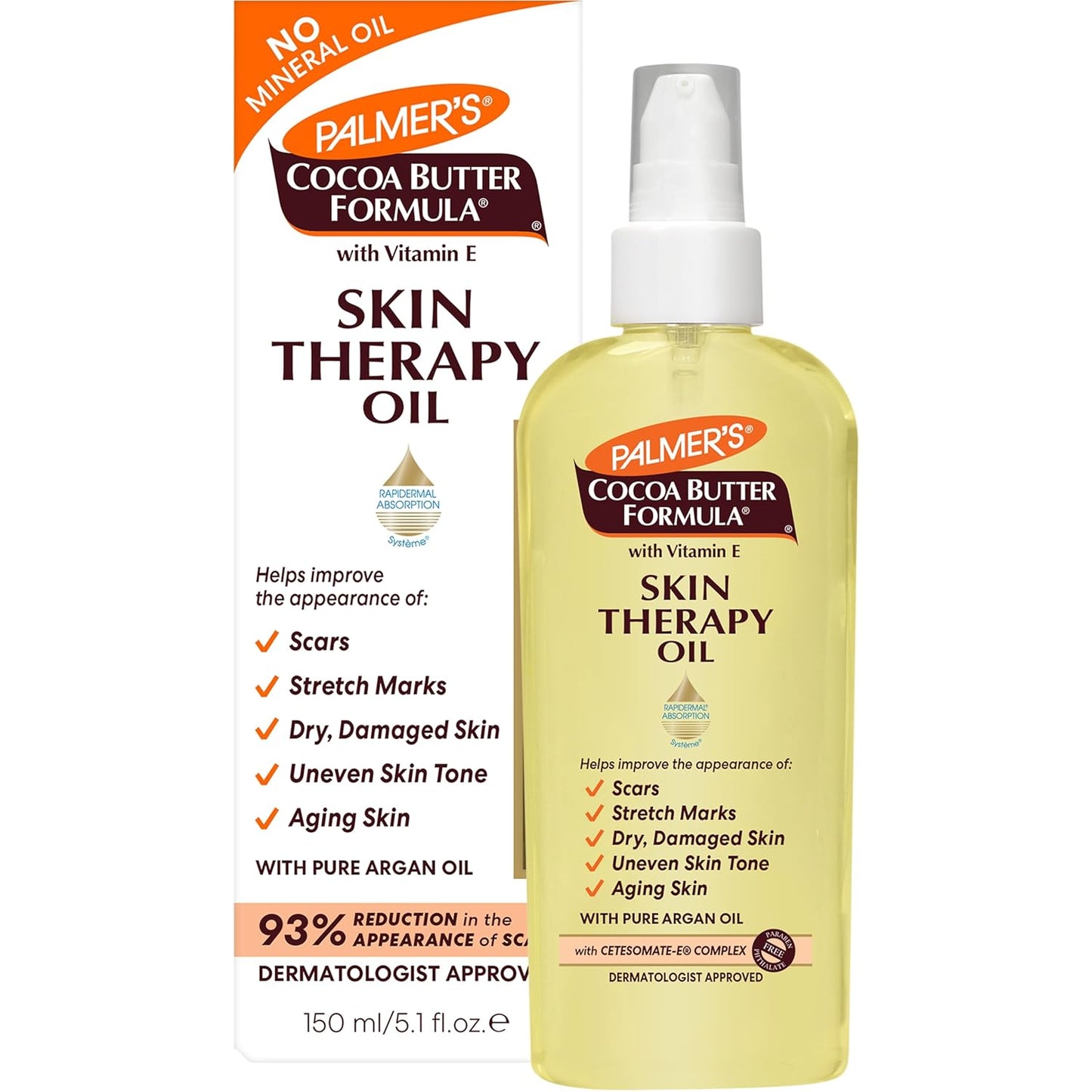 Palmer's Cocoa Butter Formula Skin Therapy Moisturizing Body Oil with Vitamin E & Pure Argan Oil, Deep Body Moisturizer for Dry, Damaged Skin, 5.1 Ounces