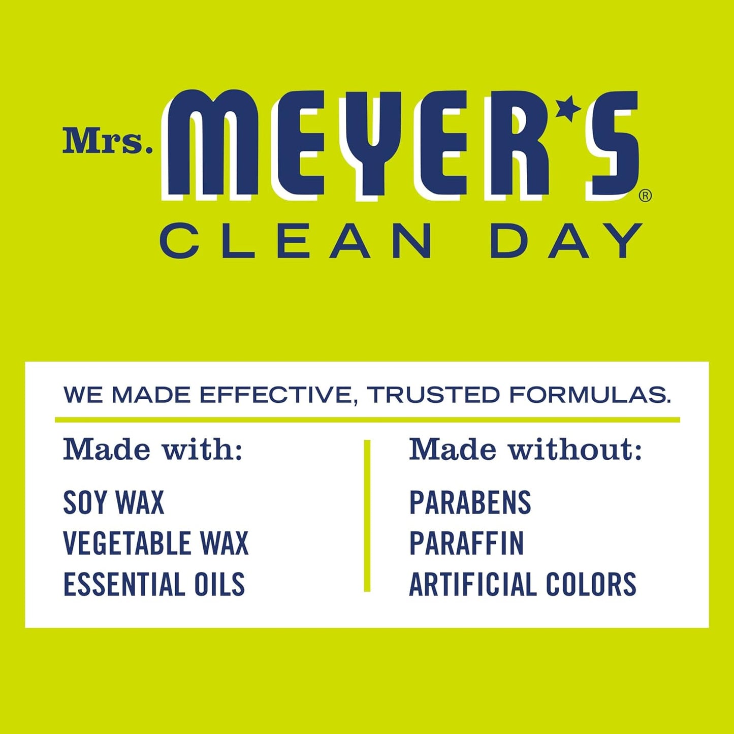 MRS. MEYER'S CLEAN DAY Scented Soy Aromatherapy Candle, 35 Hour Burn Time, Made with Soy Wax, Lemon Verbena, 7.2 oz