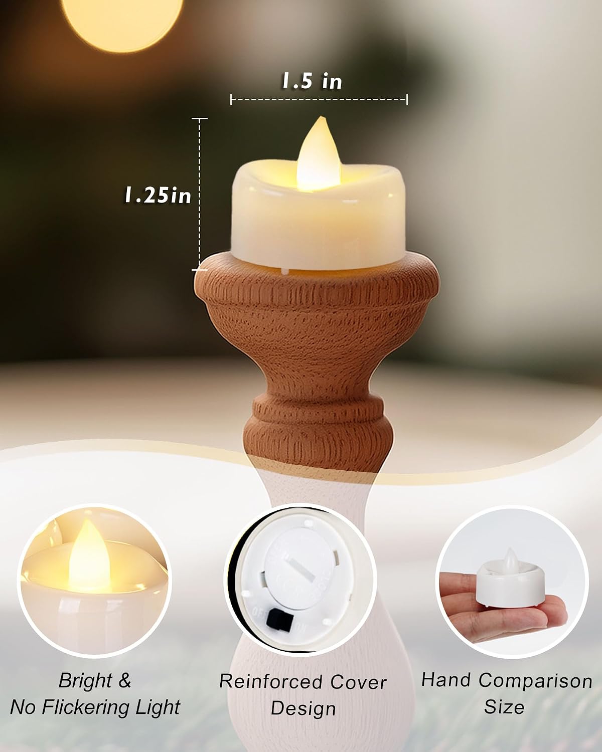 5plots Flameless Candles, 24Pcs Tea Lights Candles Battery Operated, Flameless Tealight Candles No Flickering, Electric Tea Lights Votive Candles - White - 1.5" x 1.25"