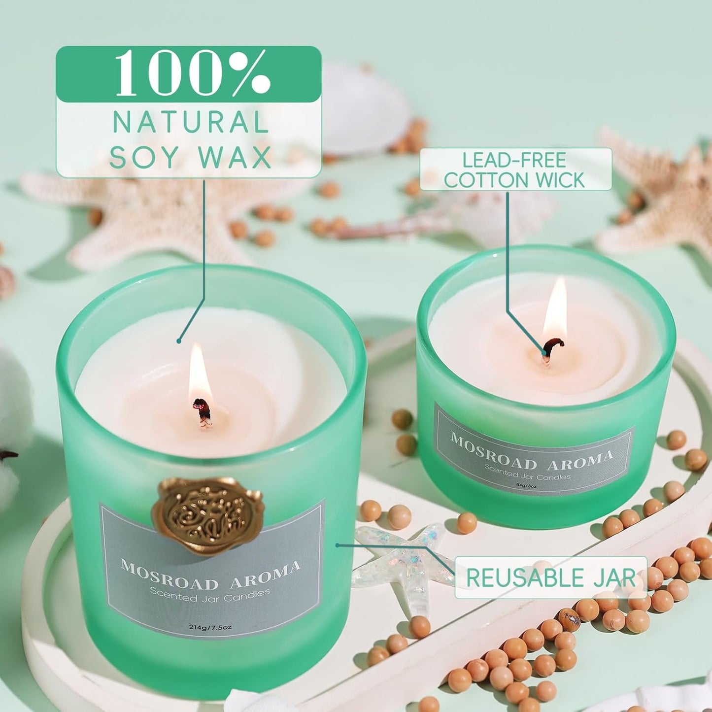 California Coast Candle Set - 2 Packs, Ocean Breeze Scented Jar Candles for Home Fragrance, Beach Scented Soy Wax Luxury Candles for Air Freshening, Vacation Scent & Refreshing Housewarming Gift